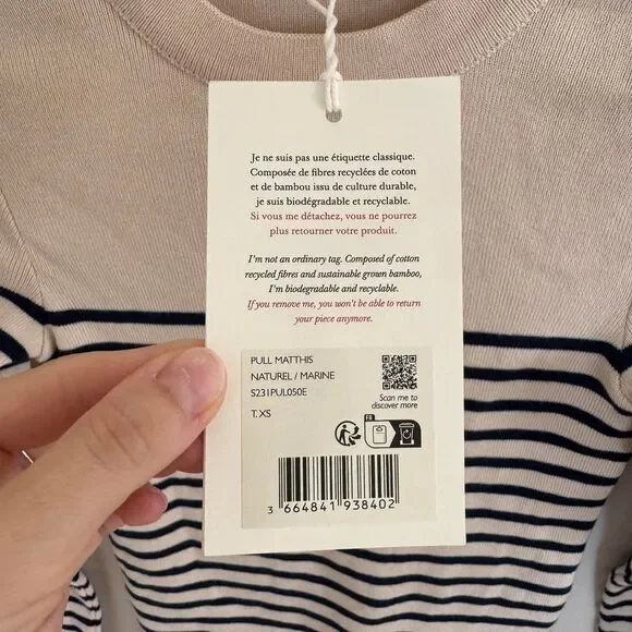 Sezane Matthis Jumper Sweater Preppy Nautical NWT XS - Picture 3 of 5